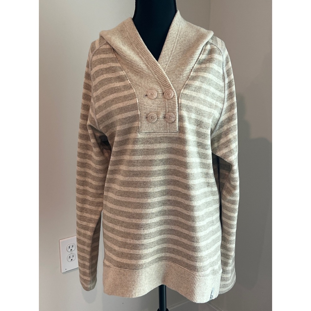 Mountain Hardwear Women's XL Recycled Wool Blend Striped Hooded Shawl Sweater